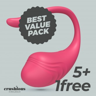 5 + 1 FREE CRUSHIOUS TAMAGO RECHARGEABLE VIBRATING EGG WITH REMOTE PINK