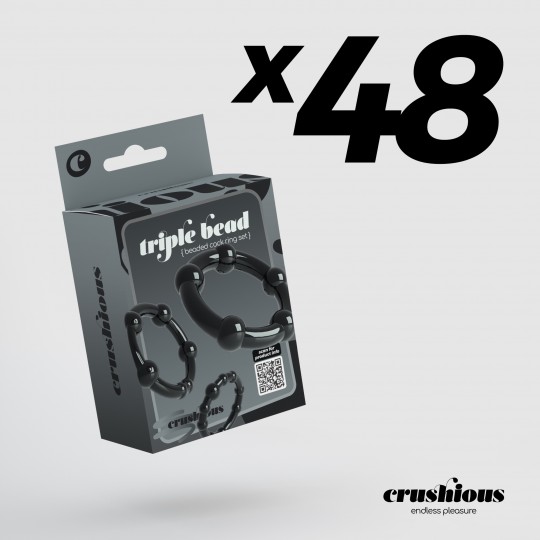 PACK DE 48 SET DE ANÉIS PENIANOS TRIPLE BEAD PRETOS CRUSHIOUS