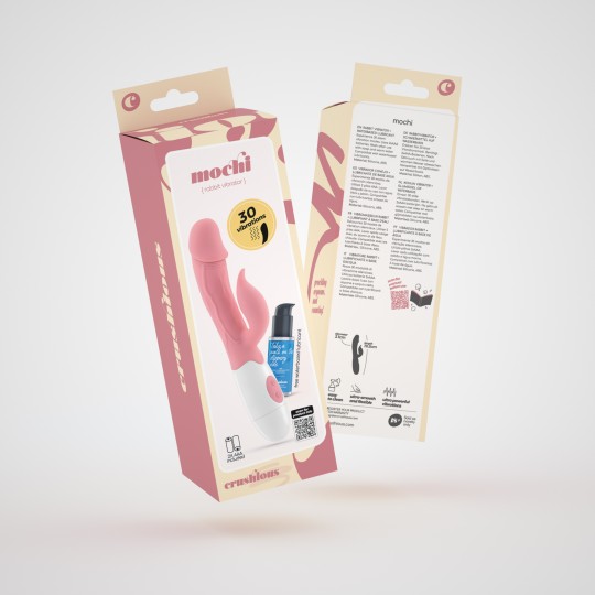 VIBRATORE CON STIMOLATORE CLITORIDEO MOCHI ROSA E LUBRIFICANTE A BASE D'ACQUA INCLUSO CRUSHIOUS