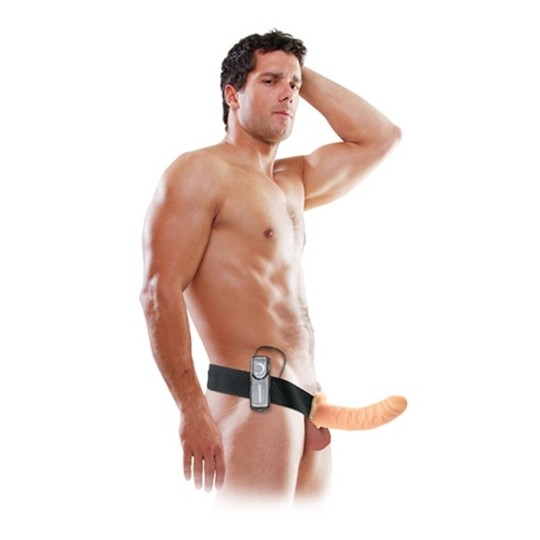STRAP-ON OCO COM VIBRAÇÃO 8&#039;&#039; VIBRATING HOLLOW FETISH FANTASY SERIES BRANCO