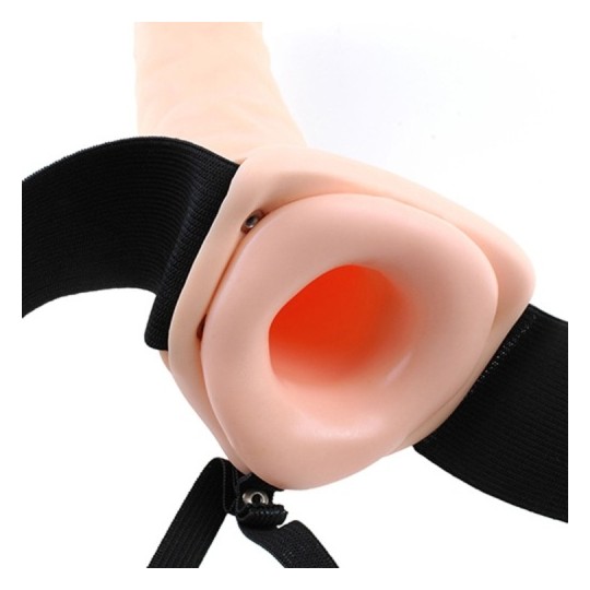 STRAP-ON OCO COM VIBRAÇÃO 8&#039;&#039; VIBRATING HOLLOW FETISH FANTASY SERIES BRANCO