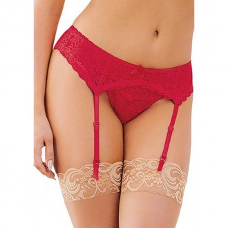 КРУЖЕВНОЙ ПОЯС С ПОДВЯЗКАМИ БРИЛЛИАНТ - ЧЕРНЫЙ