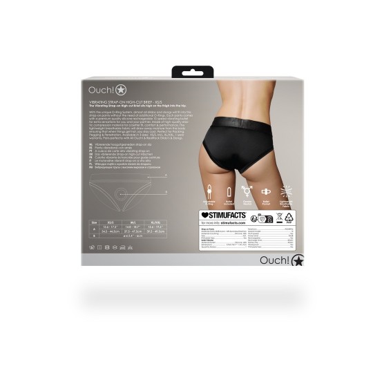 ВИБРИРУЮЩИЕ ТРУСЫ С ВЫСОКИМ ВЫРЕЗОМ ДЛЯ СТРАПОНА - ЧЕРНЫЙ